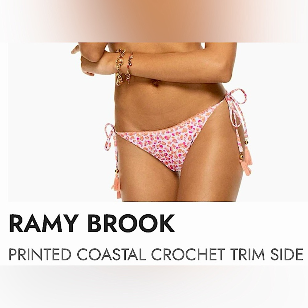 NWT RAMY BROOK luxe crochet trim pink orange white ditsy floral string tassel XS